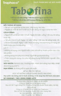 Viên hỗ trợ giảm nguy cơ táo bón Tabofina Traphaco (3 vỉ x 10 viên)