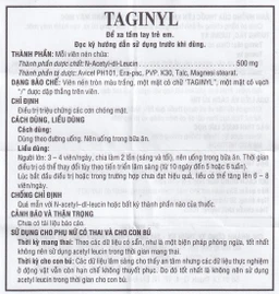 Thuốc Taginyl 500mg Thành Nam điều trị triệu chứng cơn chóng mặt (2 vỉ x 10 viên)