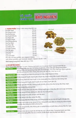 Viên uống hỗ trợ giảm tê nhức chân tay, đau mỏi vai gáy, tăng cường lưu thông khí huyết Tê Nhức Chân Tay Bảo Nguyên (3 vỉ x 10 viên)