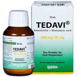 Bột pha uống Tedavi 400mg/57mg điều trị nhiễm khuẩn, viêm xoang, viêm tai giữa (70ml) 1