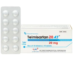 Thuốc Telmisartan 20 A.T điều trị tăng huyết áp (10 vỉ x 10 viên)