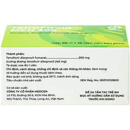 Thuốc Tenofovir MCN 300mg Medcen điều trị nhiễm HIV-1 ở người lớn (6 vỉ x 10 viên) 3