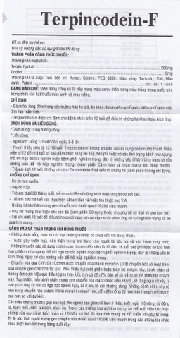 Thuốc Terpincodein-F giảm ho, long đờm (10 vỉ x 10 viên)