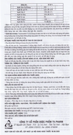 Thuốc Terpincodein-F giảm ho, long đờm (10 vỉ x 10 viên)