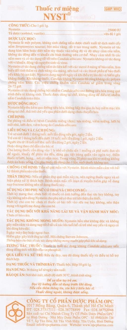 Thuốc rơ miệng Nyst 25.000IU OPC dự phòng và điều trị bệnh Candida miệng (10 gói)