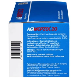 Thuốc Agimepzol 20mg Agimexpharm điều trị loét dạ dày, tá tràng và trào ngược dạ dày (10 vỉ x 10 viên) 3