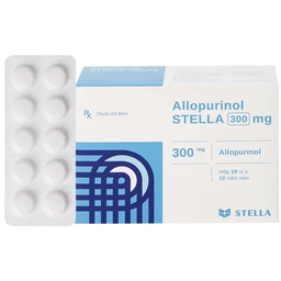 Thuốc Allopurinol 300mg Stella Pharm giảm sự hình thành acid uric, điều trị bệnh gout (10 vỉ x 10 viên)