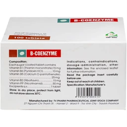 Thuốc B-Coenzyme Tv.Pharm bổ sung vitamin nhóm B, hỗ trợ phòng điều trị các bệnh do thiếu hụt vitamin nhóm B (hộp 100 viên) 3