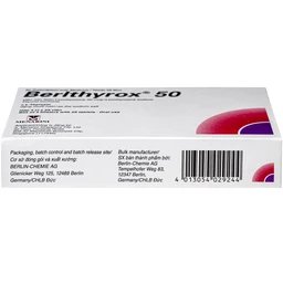 Thuốc Berlthyrox 50mcg menarini điều trị bướu giáp, suy giáp, ung thư giáp (4 vỉ x 25 viên)