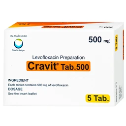 Thuốc Cravit Tab 500mg Daiichi-Sankyo điều trị nhiễm khuẩn nhẹ, trung bình và nghiêm trọng do các chủng nhạy của các vi sinh vật (1 vỉ x 5 viên) 2