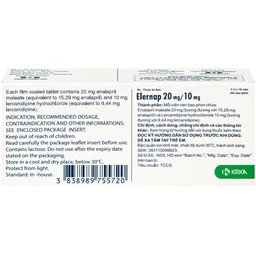 Thuốc Elernap 20/10mg Krka Điều trị tăng huyết áp và các bệnh lý tim mạch liên quan(3 vỉ x 10 viên) 3