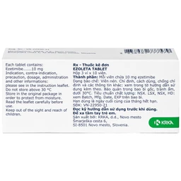Thuốc Ezoleta 10mg Krka điều trị tăng cholesterol máu (3 vỉ x 10 viên) 3