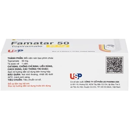 Thuốc Famatar 50mg USP điều trị động kinh cục bộ, dự phòng đau nửa đầu (3 vỉ x 10 viên) 3