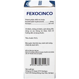Thuốc Fexocinco 6mg Hà Nam điều trị triệu chứng viêm mũi dị ứng theo mùa và mày đay mạn tính (60ml)