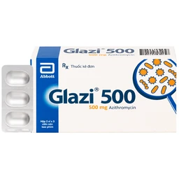 Thuốc Glazi 500 Abbott điều trị viêm xoang cấp, viêm tai giữa cấp, viêm họng, viêm amidan (2 vỉ x 3 viên)  1
