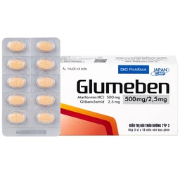 Thuốc Glumeben 500mg/2.5mg DHG điều trị đái tháo đường típ 2 (3 vỉ x 10 viên) 1