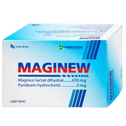 Thuốc Maginew 470mg/5mg Agimexpharm giảm các triệu chứng thiếu hụt magnesi, nôn mửa, khó chịu (10 vỉ x 10 viên)