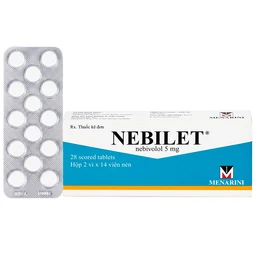 Thuốc Nebilet Nebivolol 5mg Menarini điều trị tăng huyết áp và suy tim mạn tính (2 vỉ x 14 viên)