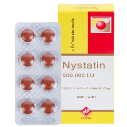 Thuốc Nystatin 500.000I.U Vidipha dự phòng và điều trị nhiễm nấm Candida (2 vỉ x 8 viên)  1