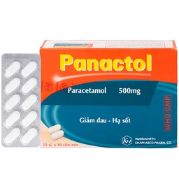 Viên nén Panactol 500mg Khapharco giảm đau, hạ sốt, điều trị đau đầu, đau răng (10 vỉ x 10 viên) 1