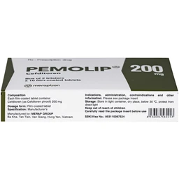 Thuốc Pemolip 200mg Meraplion điều trị các nhiễm khuẩn từ nhẹ đến vừa bởi các chủng vi sinh vật (2 vỉ x 10 viên) 3