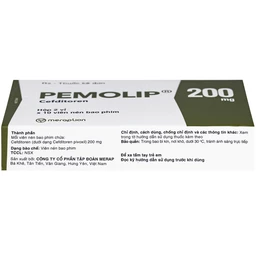 Thuốc Pemolip 200mg Meraplion điều trị các nhiễm khuẩn từ nhẹ đến vừa bởi các chủng vi sinh vật (2 vỉ x 10 viên) 4