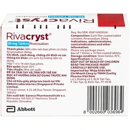 Thuốc Rivacryst 20mg Abbott điều trị dự phòng đột quỵ, huyết khối tĩnh mạnh (1 vỉ x 14 viên) 3