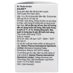 Thuốc Soliris điều trị huyết sắc tố kịch phát về đêm (PNH), hội chứng tan máu không điển hình (aHUS), bệnh nhược cơ tổng quát (gMG), loạn quang phổ Optica Neuromyelitis (NMOSD) ( 30ml)