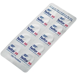 Thuốc Telfor 30mg DHG điều trị viêm mũi dị ứng, mày đay cho trẻ em (2 vỉ x 10 viên)