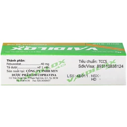 Thuốc Vaidilox 40m Armephaco điều trị tăng acid uric mạn tính (3 vỉ x 10 viên) 3