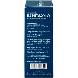 Thuốc xịt mũi Benita Xylo 0.1% Meraplion điều trị nghẹt mũi, sung huyết mũi (50 liều)