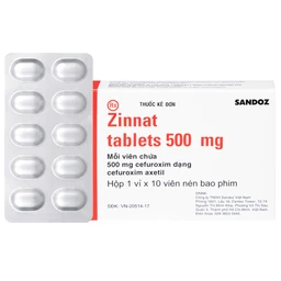 Thuốc Zinnat 500mg GSK điều trị các chứng nhiễm khuẩn, viêm tai giữa, viêm xoang (1 vỉ x 10 viên)