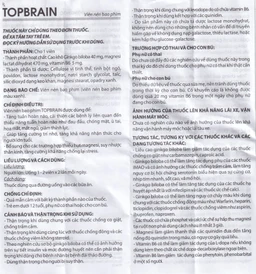 Thuốc Topbrain Reliv điều trị suy nhược thần kinh, giúp tăng tuần hoàn não, tăng cường trí nhớ (6 vỉ x 10 viên)