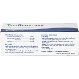 Thuốc Traflon 500mg Traphaco điều trị triệu chứng liên quan đến suy tĩnh mạch, mạch bạch huyết (5 vỉ x 12 viên) 3