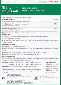 Viên hỗ trợ viêm đại tràng cấp và mãn tính Tràng Phục Linh (2 vỉ x 10 viên)