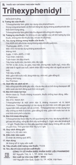 Thuốc Trihexyphenidyl Pharmedic điều trị phụ trợ hội chứng Parkinson (5 vỉ x 20 viên)