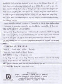 Siro Ubinutro Nam Hà bổ sung các acid amin, vitamin và kẽm (120ml)