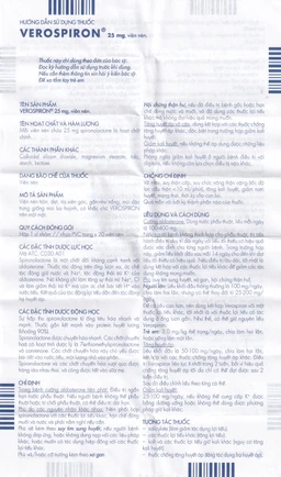 Thuốc Verospiron 25mg Gedeon điều trị phù, tăng huyết áp, cường aldosterone tiên phát và giảm kali huyết (1 vỉ x 20 viên)