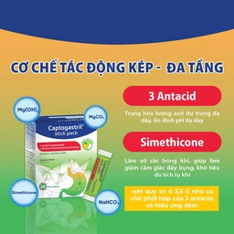 Vi bột Captogastril giảm nhanh acid, đau dạ dày, ợ nóng, đầy hơi, buồn nôn, khó tiêu hộp 20 gói