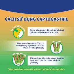 Vi bột Captogastril giảm nhanh acid, đau dạ dày, ợ nóng, đầy hơi, buồn nôn, khó tiêu hộp 20 gói