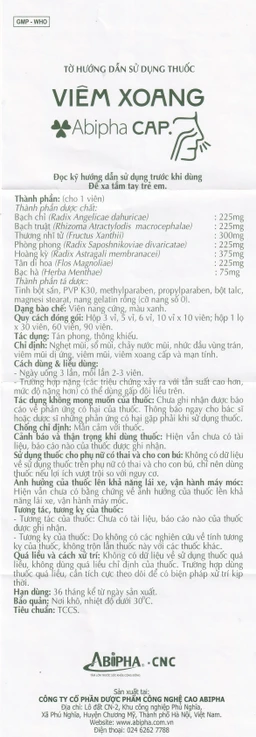 Thuốc viêm xoang Abipha Cap điều trị viêm xoang, nghẹt mũi, sổ mũi, viêm mũi dị ứng (3 vỉ x 10 viên)