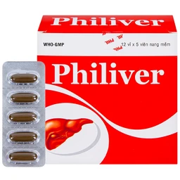 Viên nang mềm Philiver Phil Inter Pharma điều trị bệnh gan mạn tính, gan nhiễm mỡ (12 vỉ x 5 viên) 1