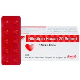 Viên nén Nifedipin Hasan 20 Retard Hasan điều trị tăng huyết áp (10 vỉ x 10 viên) 1