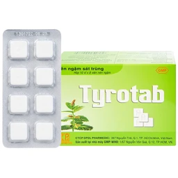 Viên ngậm sát trùng Tyrotab Pharmedic điều trị viêm họng, viêm amidan (10 vỉ x 8 viên)