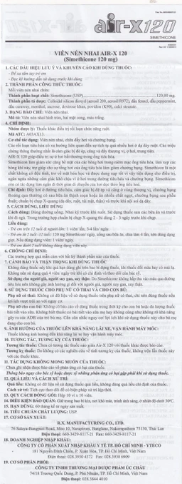 Viên nhai AIR-X 120 chống đầy hơi và chướng bụng (10 vỉ x 10 viên)