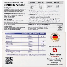 Viên nhai giúp mắt khỏe mạnh và tăng cường thị lực cho bé Doppelherz Aktiv Kinder Visio 60v