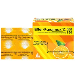 Viên sủi Effer-Paralmax C 500/150 Boston giảm đau, hạ sốt (5 vỉ x 4 viên) 1