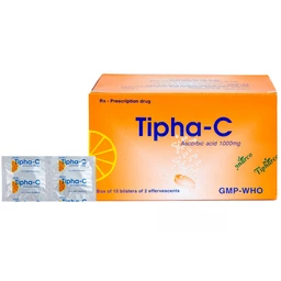 Viên sủi Tipha-C 1000mg Tipharco điều trị thiếu vitamin C (10 vỉ x 2 viên) 1