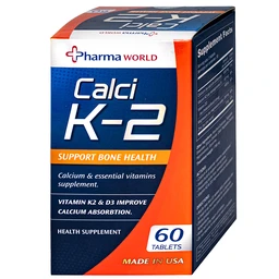 Viên uống bổ sung canxi, hỗ trợ giảm nguy cơ loãng xương Calci K-2 Pharma World (60 viên)