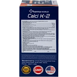 Viên uống bổ sung canxi, hỗ trợ giảm nguy cơ loãng xương Calci K-2 Pharma World (60 viên)